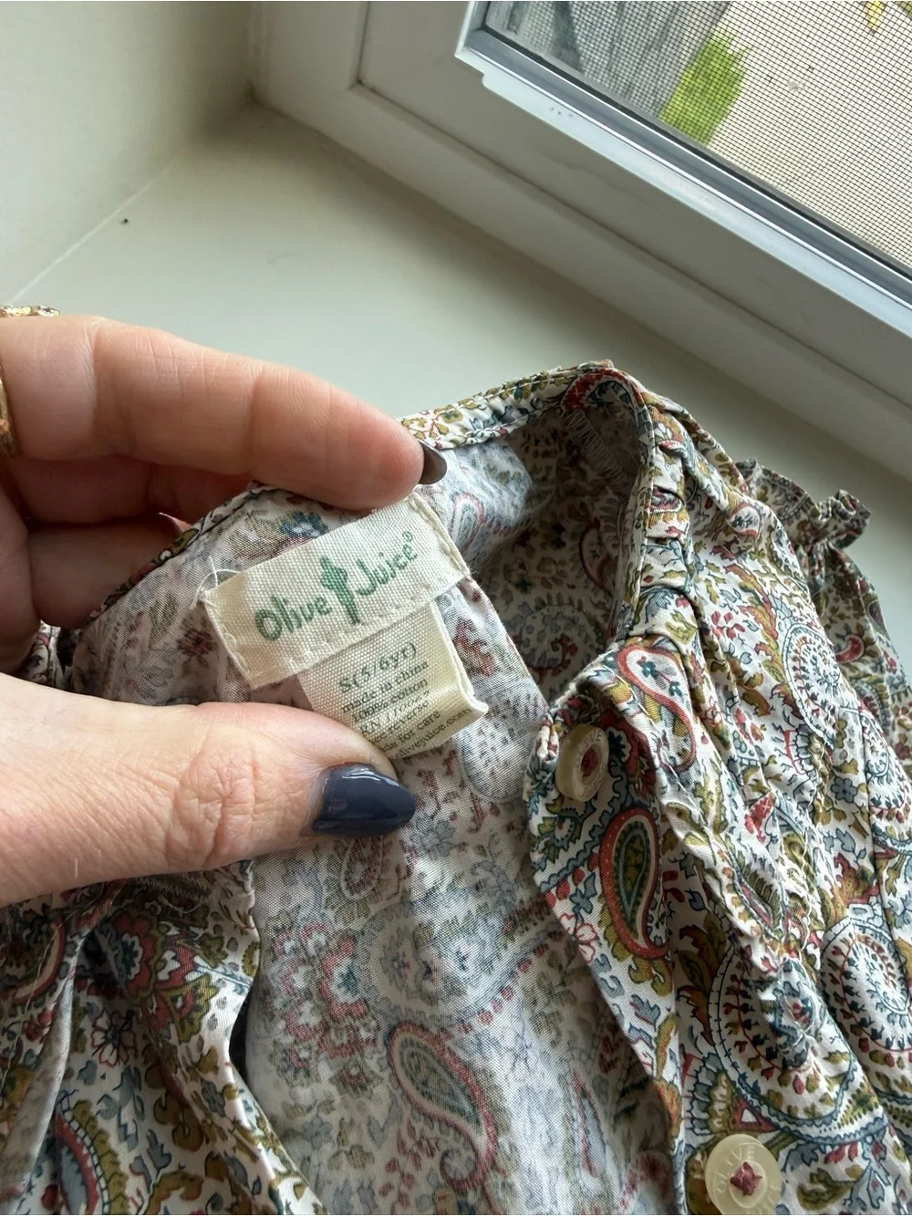 Girls Paisley Blouse with collar - Multi-Color. Olive Juice Brand.